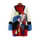 2018 European Station Womens Wear V -collar Fashion Color Fringe Long Sweater