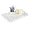 Wooden serving tray white wash mango wood tray with modern cutouts handles
