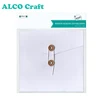 16x16cm custom white coin envelope with string and button closure