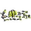 New RYOBI 12-Power Tool Combo Kit Lithium-Ion 18-Volt Charger Battery Bag Cordless