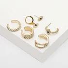 Fashion 2020 Small Circle Glitter Rhinestone Earrings Set For Women