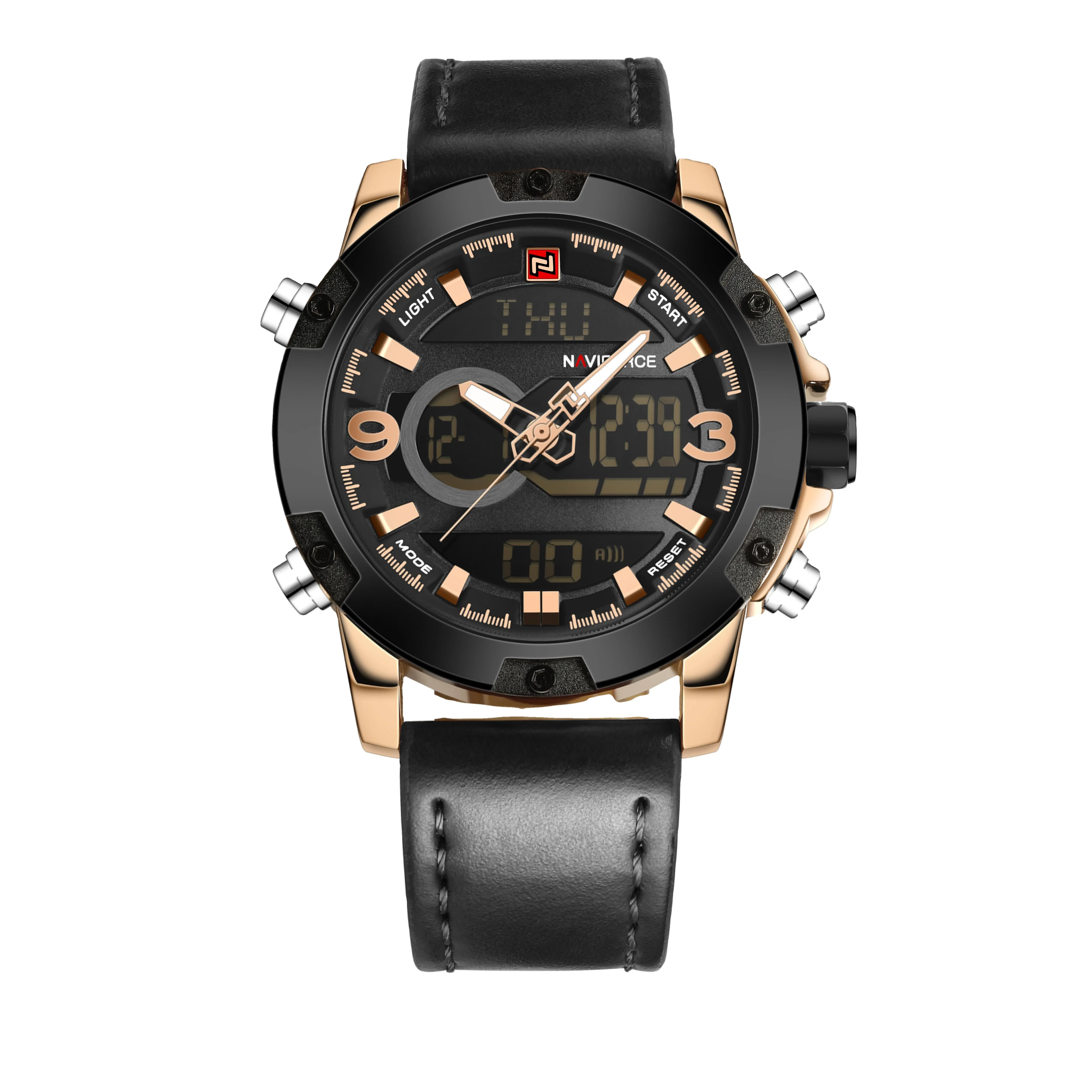 

Discount NAVIFORCE 9097 Luxury sport watches men leather digital army military watch quartz waterproof clock relogio masculino