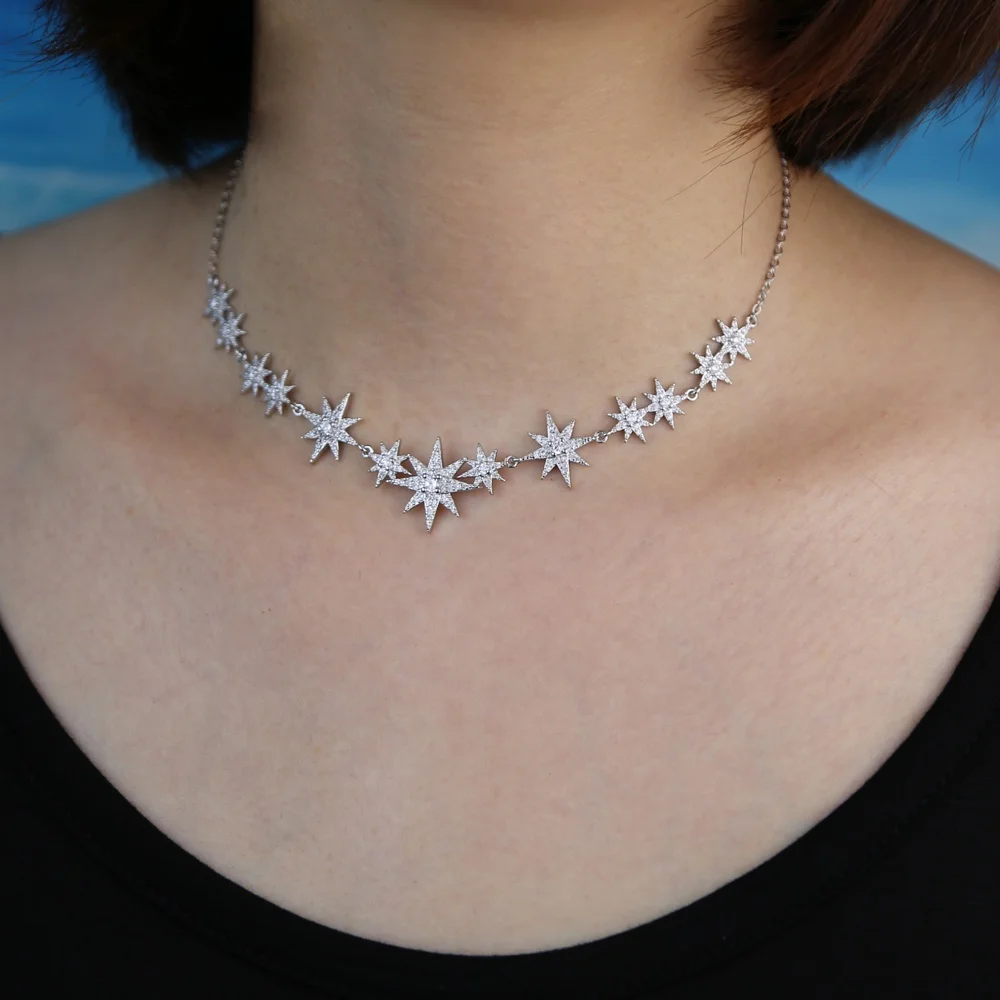2021 high quality iced out bling cz fashion women choker silver clear cubic zirconia CZ star starburst charm necklace wholesale, Black
2021 high quality iced out bling cz fashion women choker silver clear cubic zirconia CZ star starburst charm necklace wholesale, Black