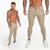 

2020 New Arrival Fashion Mens Khaki Slim Fit Tapered Ankle Cotton Trousers Chino Pants