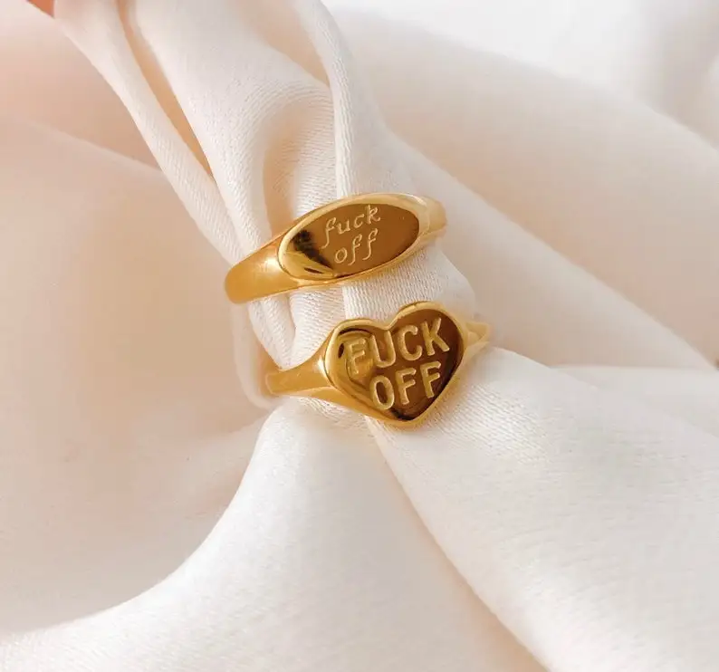 Faceted Letter Signet Unique Personalized Rings Geometric Heart Set Women 18k Gold Stainless Steel Fuckoff Ring
Faceted Letter Signet Unique Personalized Rings Geometric Heart Set Women 18k Gold Stainless Steel Fuckoff Ring