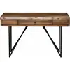 Industrial Ultra Modern Live Edge Writing Desk with Black Finish Metal Legs