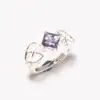 Magnificent Indian Design Sterling Silver 925 Square Shape Iolite Stone with Prong Setting Women Ring