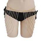 Summer Beach Hot Sexy Gold Silver Rhinestone Thigh Leg Body Chain Beach Jewelry Bikini Belly Body Waist Link For Women