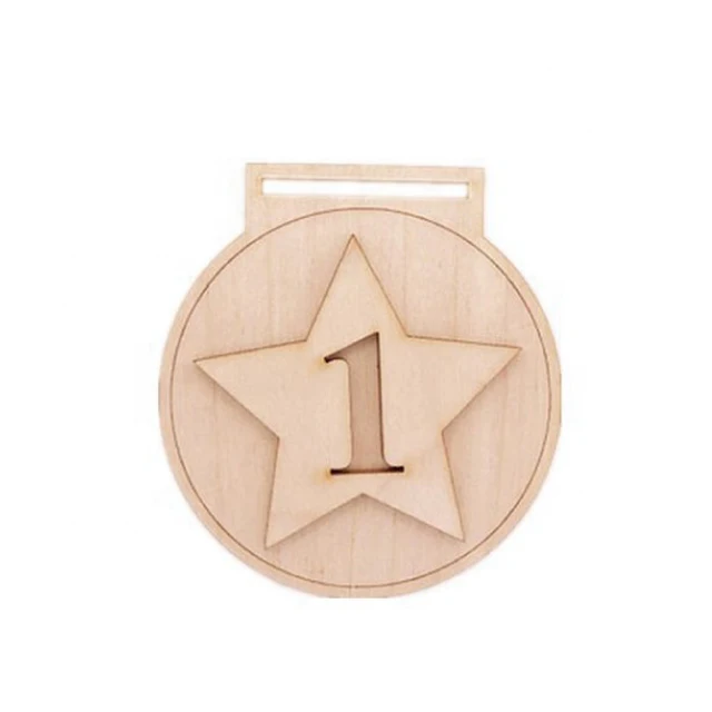 Custom Wooden Medal Round Shape Crafts Personalised Wood Medal