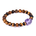 Purple Energy Hot Sale Men Jewelry Purple Crystal Tiger Eye Natural Stone Lava Energy Charm Bracelet
