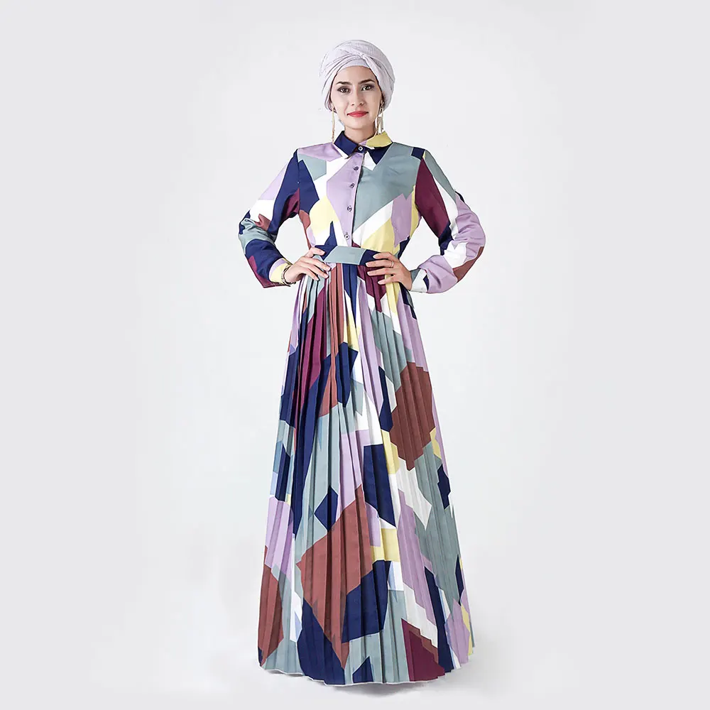 7022 Hot Sale New Design Islamic Women Clothing High End Quality Beautiful Flower Print Muslim Kimono Cardigan Dubai Abaya
