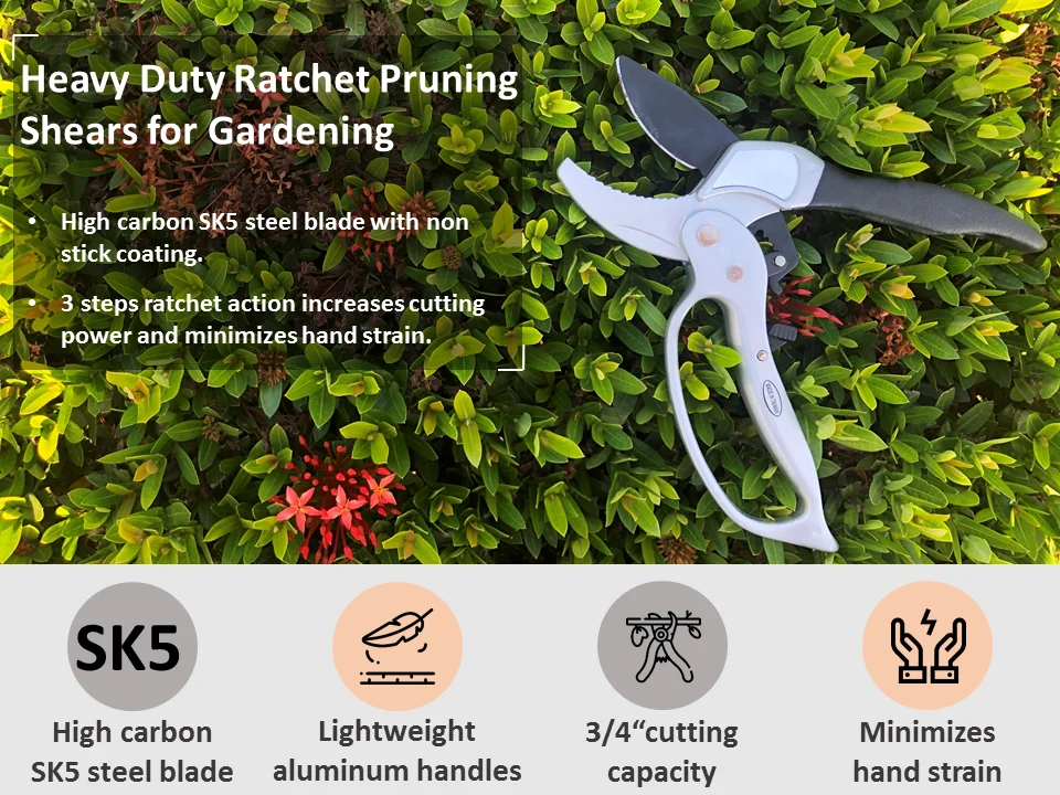 heavy duty ratchet pruning shears for gardening power coating