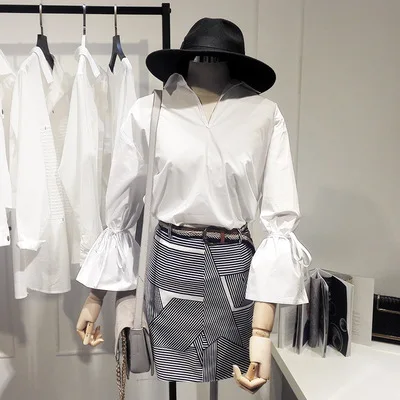Women's Blouses Long Puff Sleeve Shirt White Blouses Tops latest design Turn Down Collar Ladies Office Solid Shirt
Women's Blouses Long Puff Sleeve Shirt White Blouses Tops latest design Turn Down Collar Ladies Office Solid Shirt