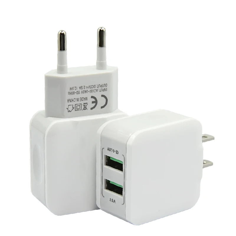 5V 2.1A 2 Ports Travel AC DC Power Adapter Fast Charge Smart Dual USB Wall Phone Charger, White
5V 2.1A 2 Ports Travel AC DC Power Adapter Fast Charge Smart Dual USB Wall Phone Charger, White