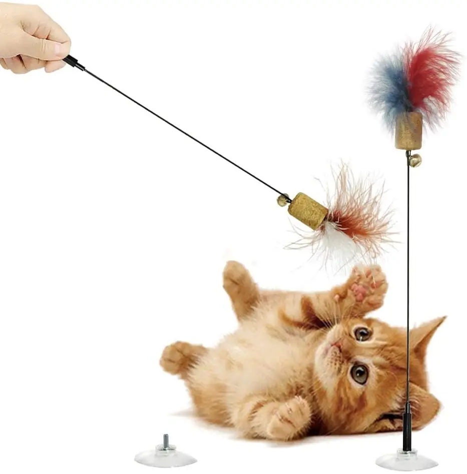 

Funny Pet Interactive Toys Cat Toy Catcher Teaser Sticks Teaser Wands with Powerful Suction Cups