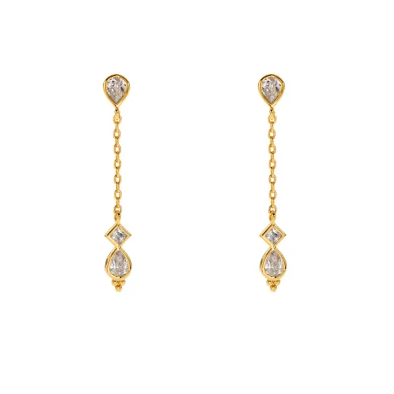 CANNER Wholesale Design Diamond chain long earrings Drop Hanging Silver Earrings Women
CANNER Wholesale Design Diamond chain long earrings Drop Hanging Silver Earrings Women