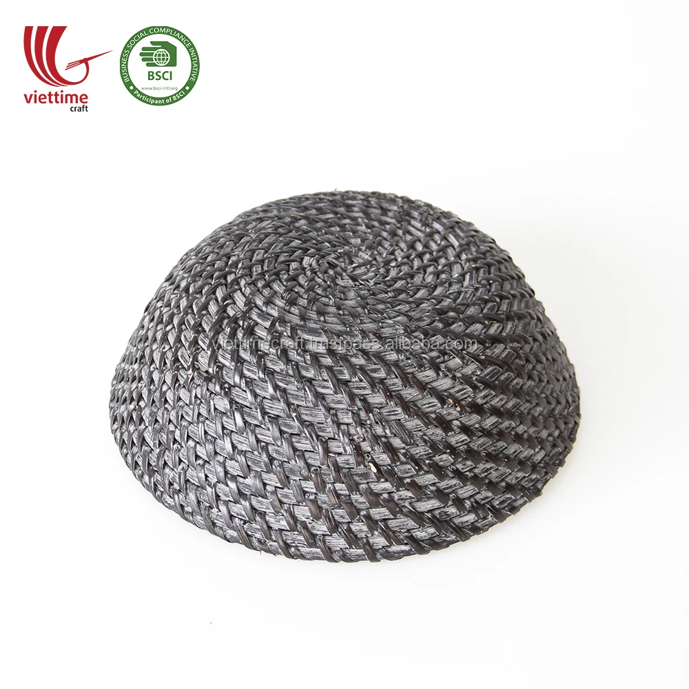 vintage bowl shaped black rattan basket for storage wholesale