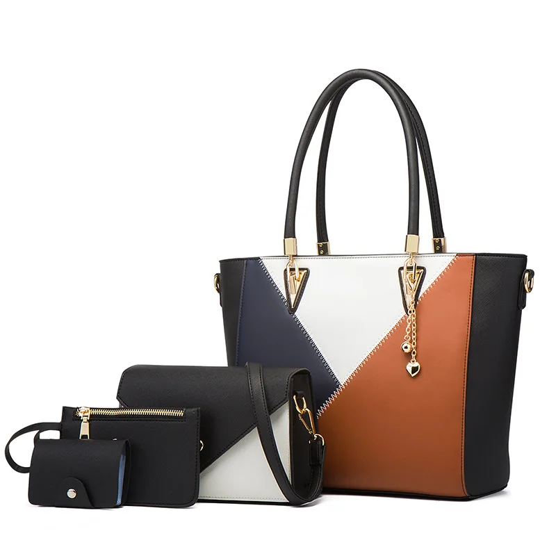 4 Pcs Direct Factory Women Set Bags Stitching Color Hand Bags With High Quality Amazon Hot-selling 4 in 1 Set Bags Handbags, 3 colors
4 Pcs Direct Factory Women Set Bags Stitching Color Hand Bags With High Quality Amazon Hot-selling 4 in 1 Set Bags Handbags, 3 colors