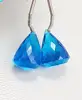 Size 9-11mm,2 Pcs Matched Pair Blue Topaz Zircon Faceted Loose Gemstone Pair Topaz Stone Earring Making Beads
