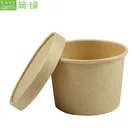 12 oz Biodegradable Container-Kraft Paper Cup for Ice-cream Soup Food-Eco-Friendly To Go Take Out Paper Cups With Lids