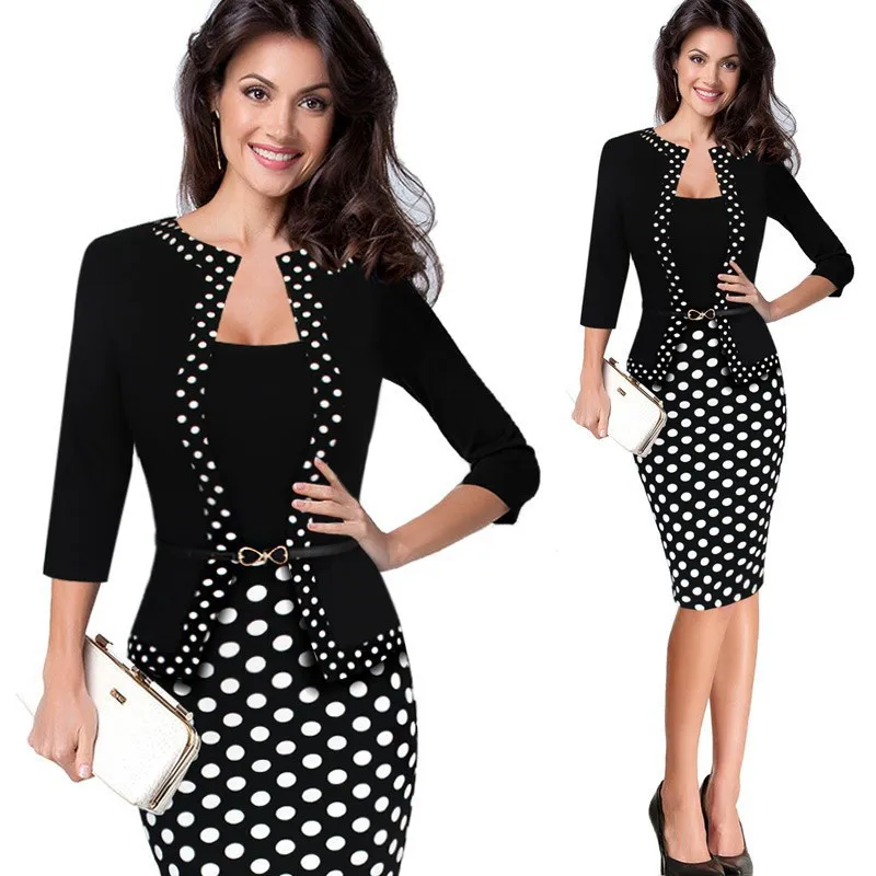 New Arrival New Fashion Long Sleeve Polka Dot Dresses Women Office Two-Piece Office Set Lady Suit, As picture
New Arrival New Fashion Long Sleeve Polka Dot Dresses Women Office Two-Piece Office Set Lady Suit, As picture