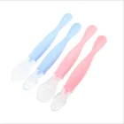 Apple bear Baby silicone spoon baby soft head feeding food supplement spoon Mother and baby small spoon 2 Pack