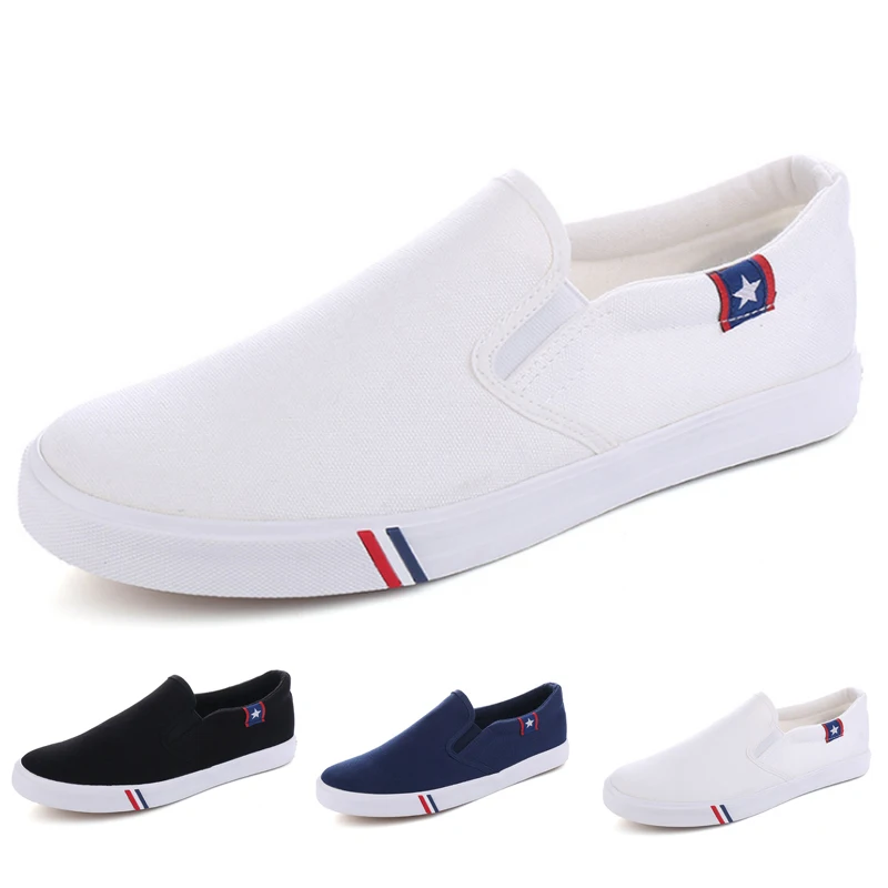 White Canvas Men's Flat Casual Shoes 