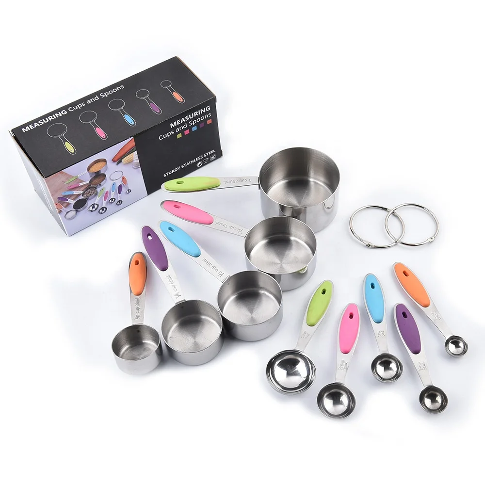10 Pcs/Set Custom Kitchen Adjustable Metal Stainless Steel Measuring Cups and Spoons, Colorful
10 Pcs/Set Custom Kitchen Adjustable Metal Stainless Steel Measuring Cups and Spoons, Colorful