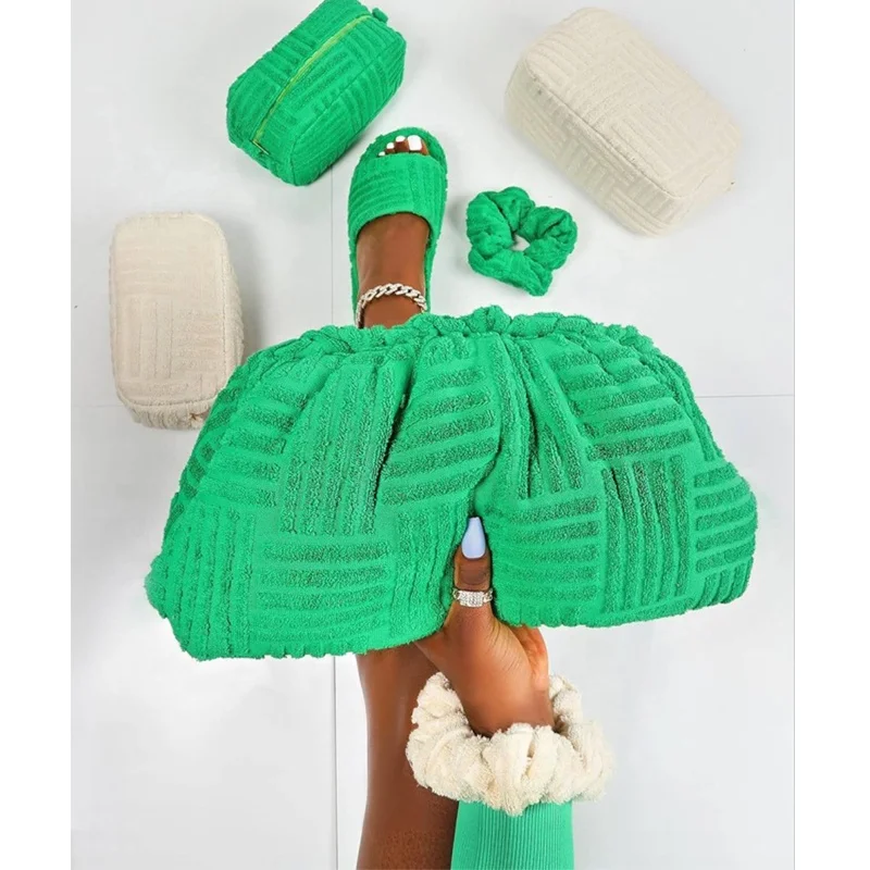 Popular Trend Classical Women Green Towels Slides And Purses Sets Soft Plush Wool Terry Slippers Clutch Bags For Mujer
Popular Trend Classical Women Green Towels Slides And Purses Sets Soft Plush Wool Terry Slippers Clutch Bags For Mujer