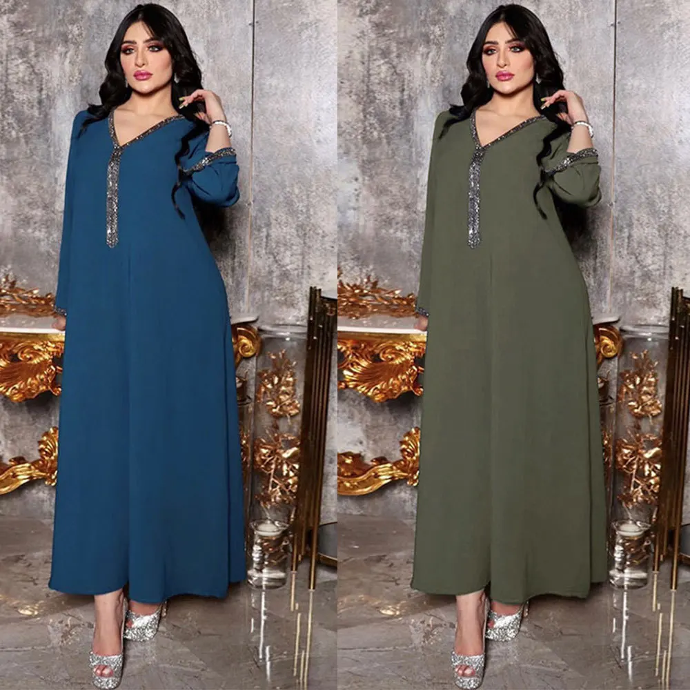 Fashion Islamic long dress Muslim ethnic ladies office wear maxi dresses of turkey style abaya, Blue & army green
Fashion Islamic long dress Muslim ethnic ladies office wear maxi dresses of turkey style abaya, Blue & army green