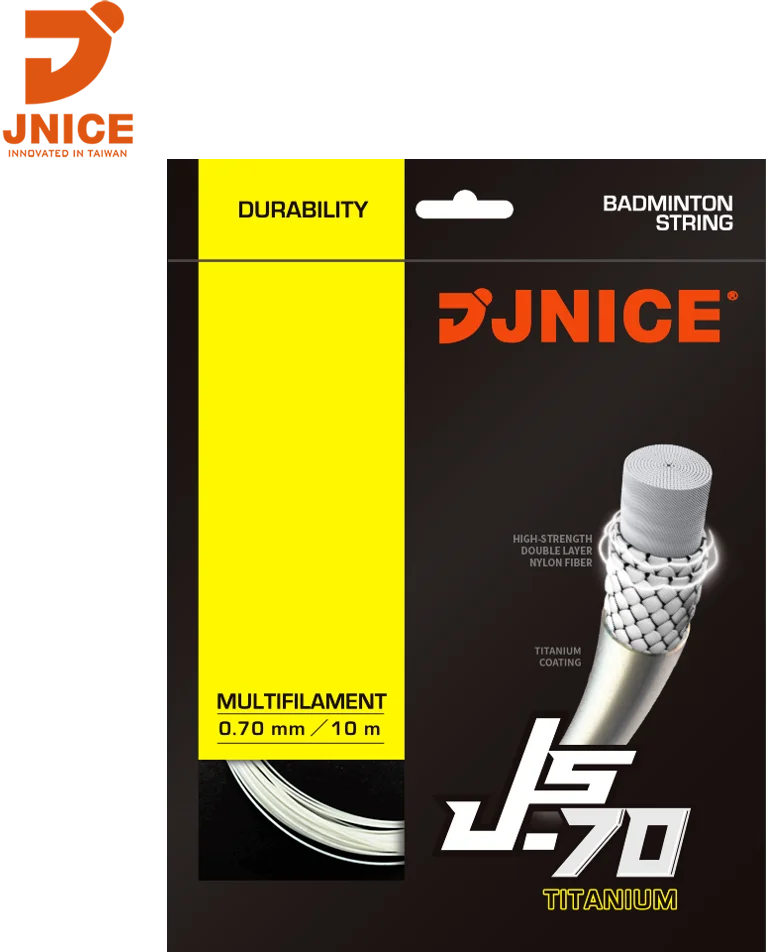 

JNICE JS-70 0.70mm Titanium Nanoresin Durable Badminton Racket String, White/yellow/rainbow
