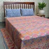 Indian bird of paradise hand block printed soft cotton queen size blankets dohar