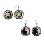 Jewelry Abalone Earrings With Hand Carved Mother Of Pearl Handmade Round Natural Paua Shell Dangle Drop Women Jewelry
