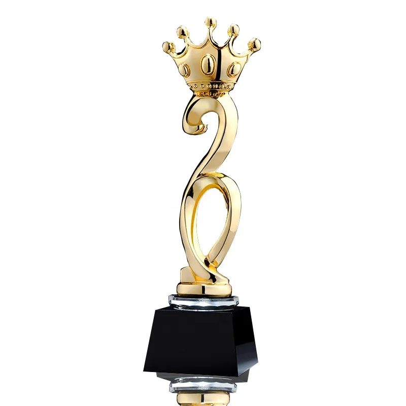 Pujiang design criativo concorrência empresarial produtos award souvenir personalizado honra coroa de resina troféu de ouro-banhado