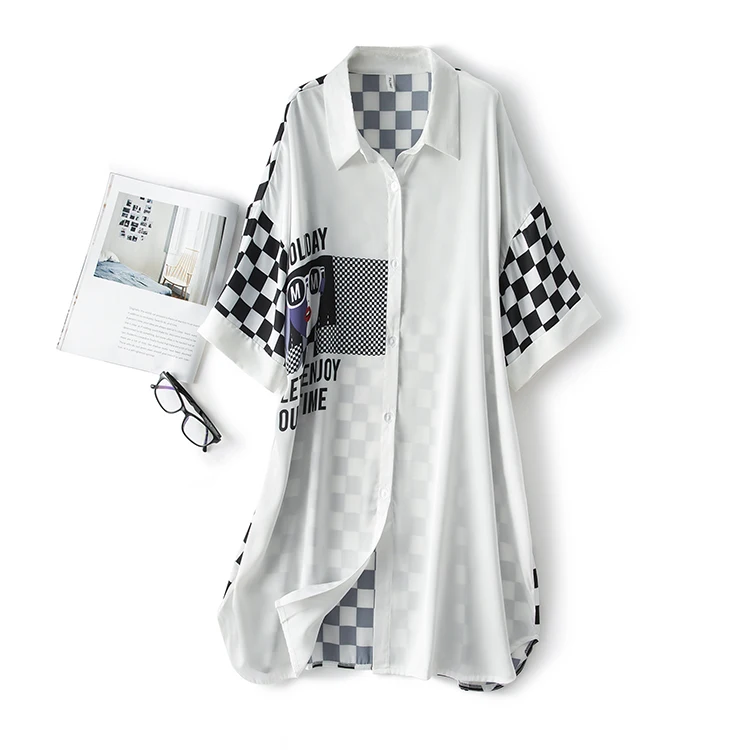 High quality Plaid printing home wear plus size pajama silk sleepwear lounge wear satin shirt for women
High quality Plaid printing home wear plus size pajama silk sleepwear lounge wear satin shirt for women