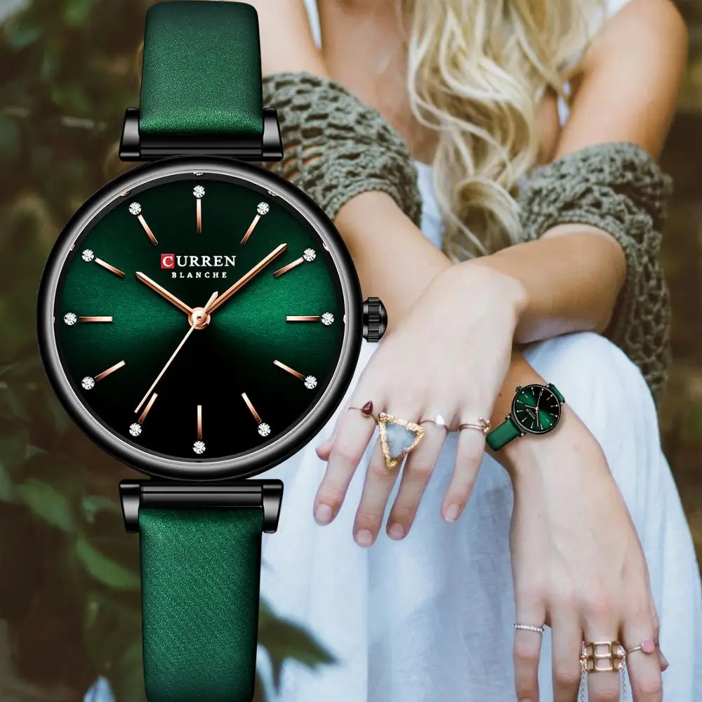 CURREN 9081 Womens Watches New TOP Brand Luxury Quartz Wristwatch with Leather Shiny Rhinestones dial Green Clock Female
CURREN 9081 Womens Watches New TOP Brand Luxury Quartz Wristwatch with Leather Shiny Rhinestones dial Green Clock Female
