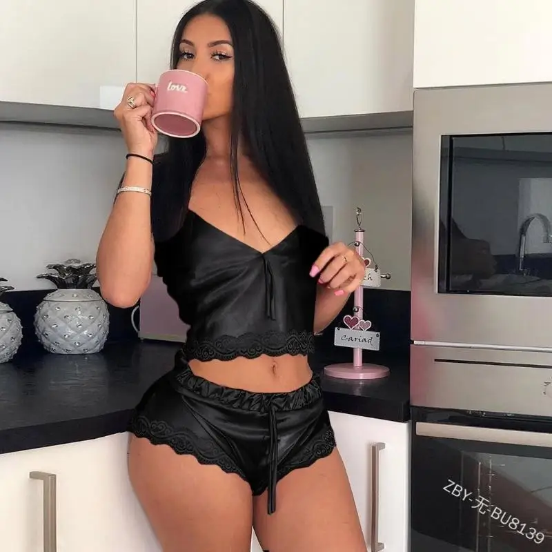 2021 New Arrivals Sexy Fashion Stain Leisure Wear Sleepwear Women Pajamas Two Piece Lingerie Sets Women's Sleepwear
2021 New Arrivals Sexy Fashion Stain Leisure Wear Sleepwear Women Pajamas Two Piece Lingerie Sets Women's Sleepwear