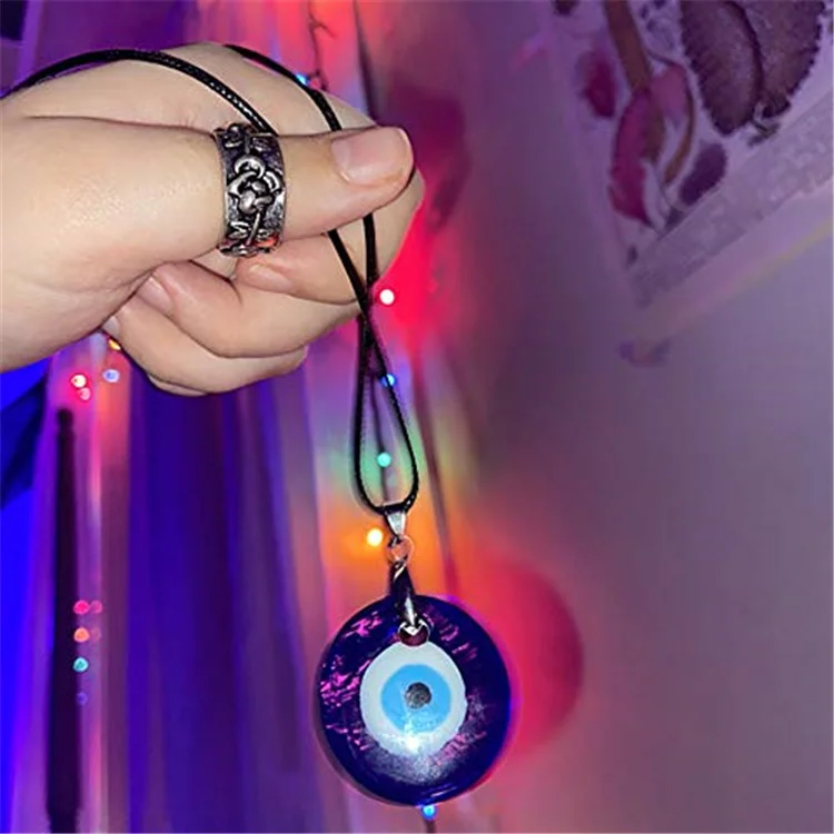 Evil Eye Pendant Necklace Glass Leather Rope Chain Lucky Necklace for Women Men, Black,siliver
Evil Eye Pendant Necklace Glass Leather Rope Chain Lucky Necklace for Women Men, Black,siliver