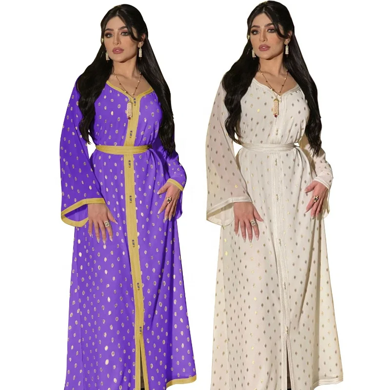 New Arrival Gulf Clothing Middle East Muslim White Gilding Caftan Long Dresses Sets For Women
New Arrival Gulf Clothing Middle East Muslim White Gilding Caftan Long Dresses Sets For Women