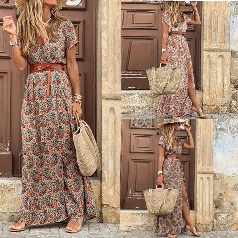 Pretty Steps Summer Women Fashion Sexy Casual Maxi Dress Short Sleeve Bohemian Deep V-neck Floral Dress
Pretty Steps Summer Women Fashion Sexy Casual Maxi Dress Short Sleeve Bohemian Deep V-neck Floral Dress