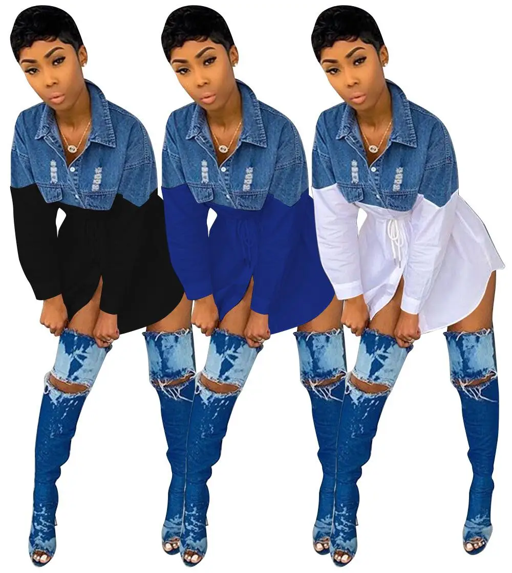 2021 New Arrivals Clothing Women Long Sleeve Patchwork Denim Skirt Jean Mini Dress Women Ladies
2021 New Arrivals Clothing Women Long Sleeve Patchwork Denim Skirt Jean Mini Dress Women Ladies