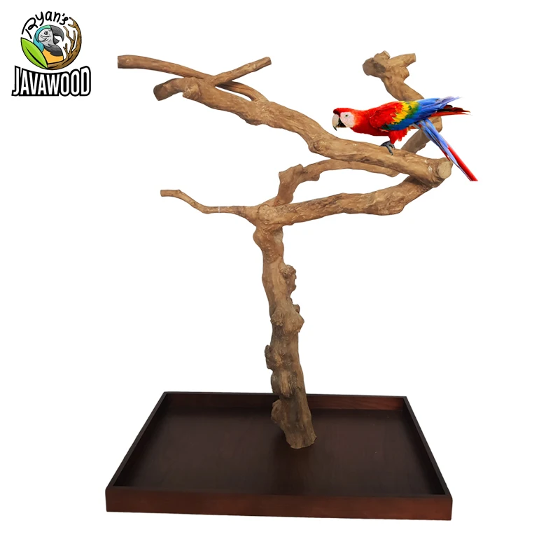 wooden bird perch stand
