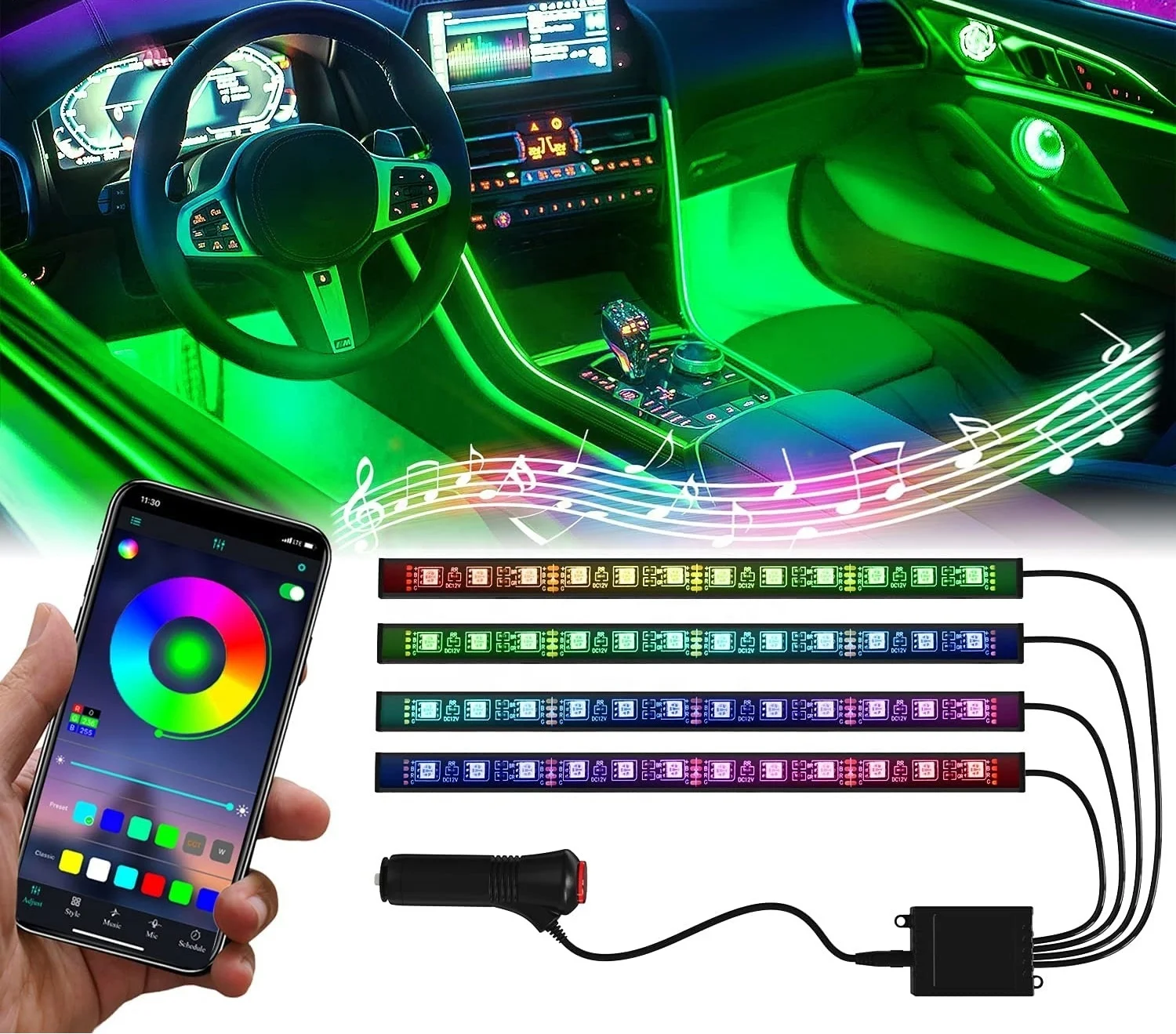 Car Symphony RGB Remote Interior Decorative LED Strip Atmosphere Lights With APP DIY Music Mode USB Wireless Remote Control
Car Symphony RGB Remote Interior Decorative LED Strip Atmosphere Lights With APP DIY Music Mode USB Wireless Remote Control