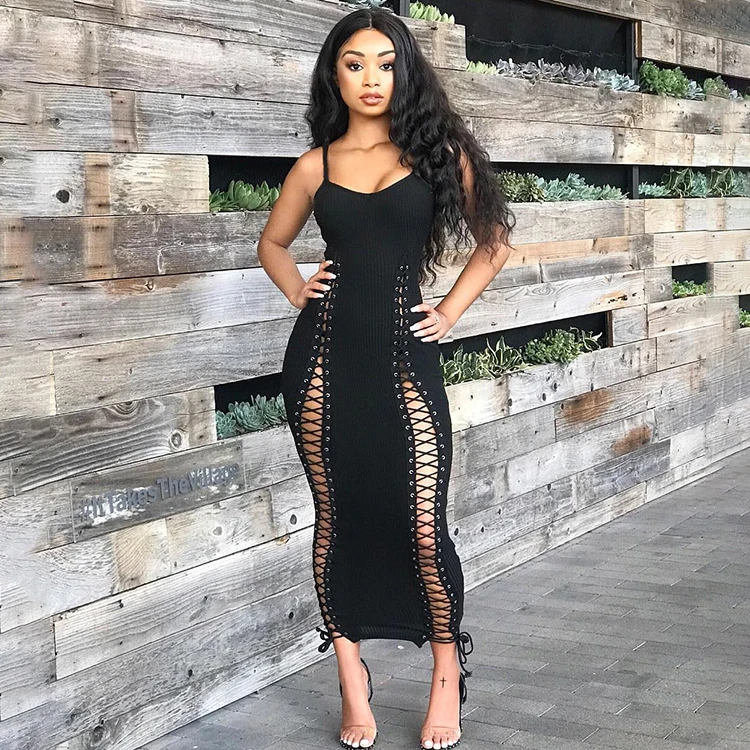 2021 Summer Bandage Night Club Dresses Sexy Halter Bodycon Ribbed Dress Womens Ladies Black Long Maxi Dress For Women
2021 Summer Bandage Night Club Dresses Sexy Halter Bodycon Ribbed Dress Womens Ladies Black Long Maxi Dress For Women