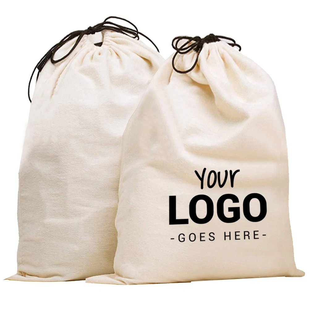 logo printed canvas cotton drawstring shoe bag gift bag custom