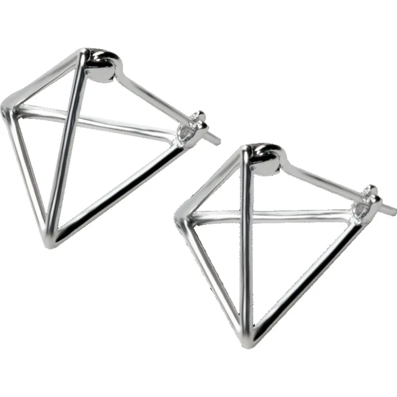 

E1448 Popular Hot Sale Silver Jewelry 925 Plated Rose Gold Triangular Ear Button Shaped Three-Dimensional Geometric Earring