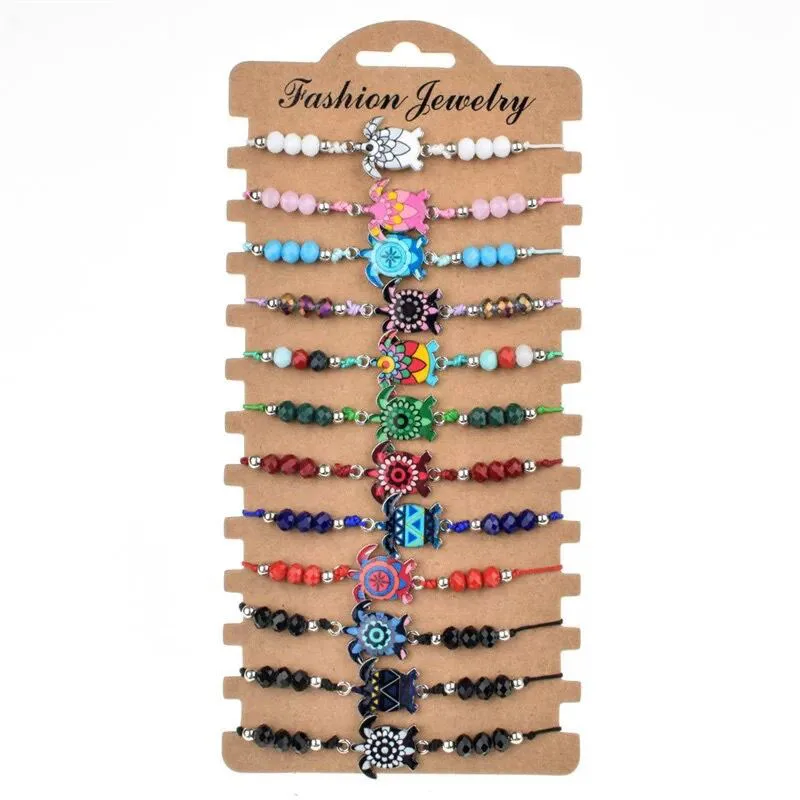 12pcs/lot Turtle Animal Charms Braided Bracelet for Women Child Crystal Bead Adjustable Rope Chain Yoga Anklet Jewelry
12pcs/lot Turtle Animal Charms Braided Bracelet for Women Child Crystal Bead Adjustable Rope Chain Yoga Anklet Jewelry