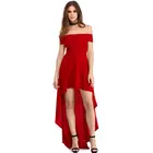 Red High Low Hem Off Shoulder Girls Dress for Evening Party