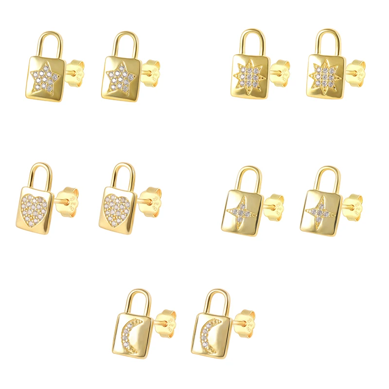 ROXI Ins Minimalist Cute 18K Gold Plated 925 Silver Moon Star Heart Lock Stud Earrings, Gold/white
ROXI Ins Minimalist Cute 18K Gold Plated 925 Silver Moon Star Heart Lock Stud Earrings, Gold/white