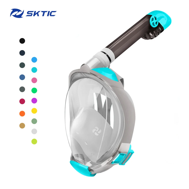 SKTIC China best sale silicone strap swimming training Cyan full face mask foldable snorkel
SKTIC China best sale silicone strap swimming training Cyan full face mask foldable snorkel